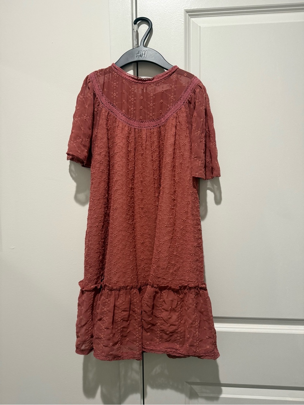 Zara Girls' Mauve Eyelet Casual Dress